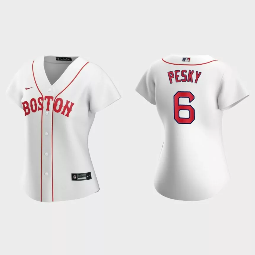 Women Boston Red Sox Johnny Pesky White 2021 Patriots’ Day Replica Jersey