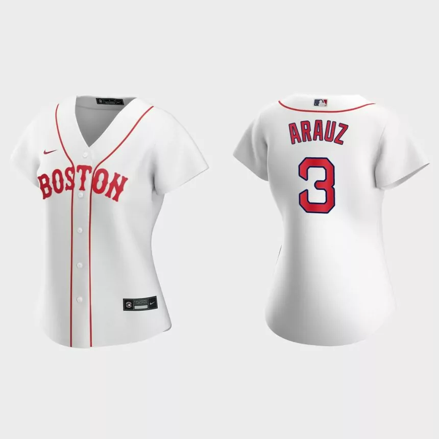 Women Boston Red Sox Jonathan Arauz White 2021 Patriots’ Day Replica Jersey