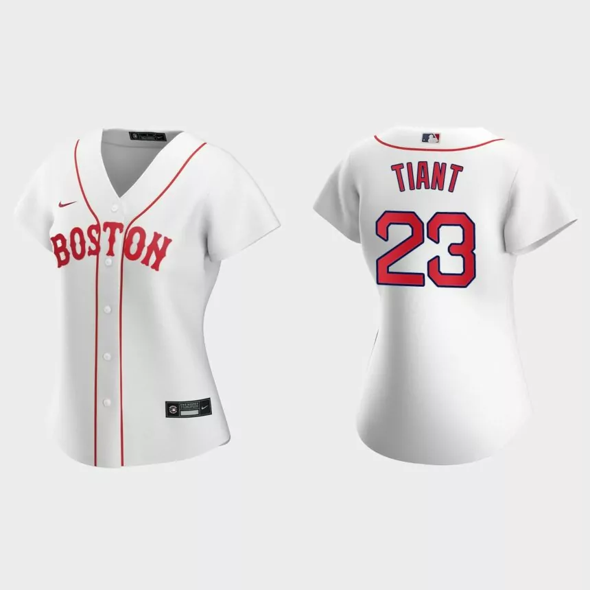 Women Boston Red Sox Luis Tiant White 2021 Patriots’ Day Replica Jersey