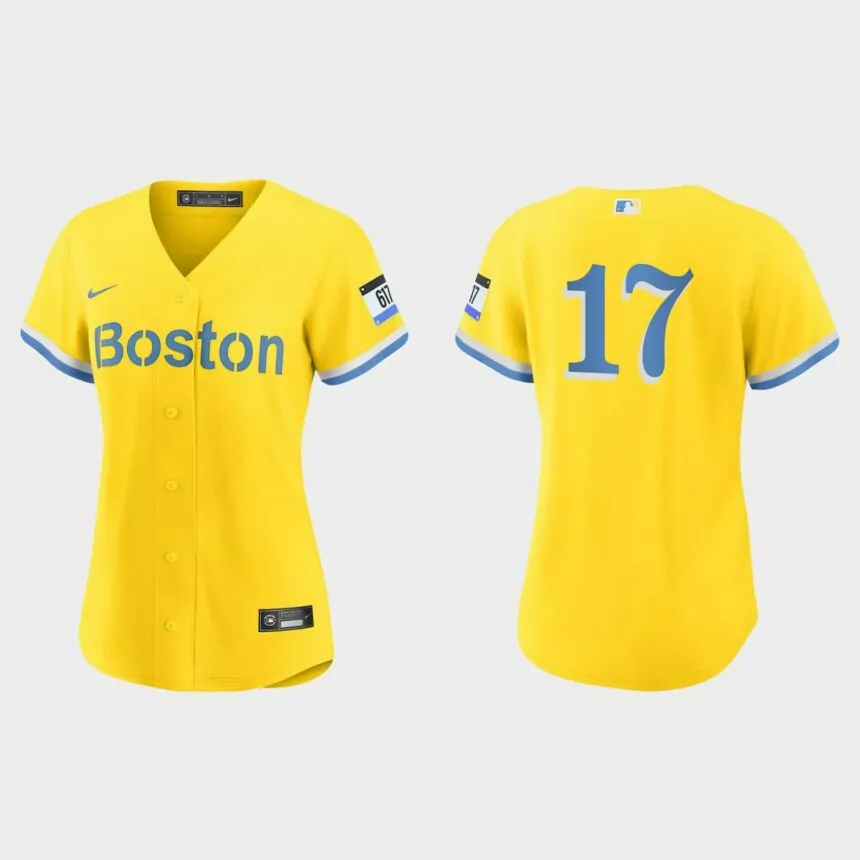 Women Boston Red Sox Nathan Eovaldi Gold Light Blue 2021 City Connect Replica Jersey
