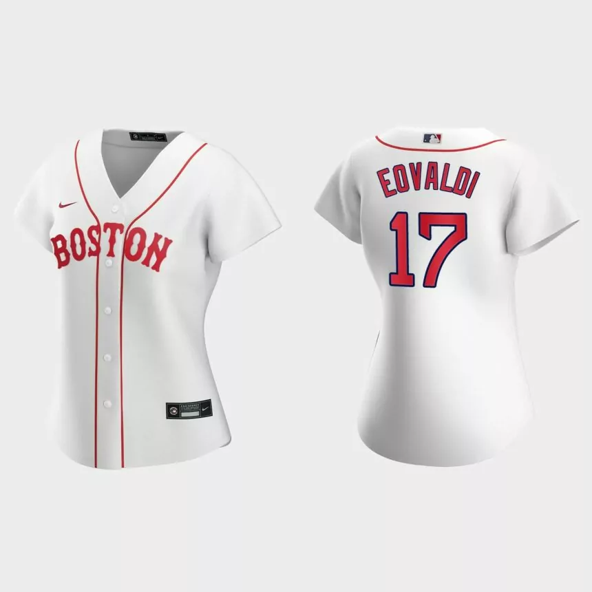 Women Boston Red Sox Nathan Eovaldi White 2021 Patriots’ Day Replica Jersey