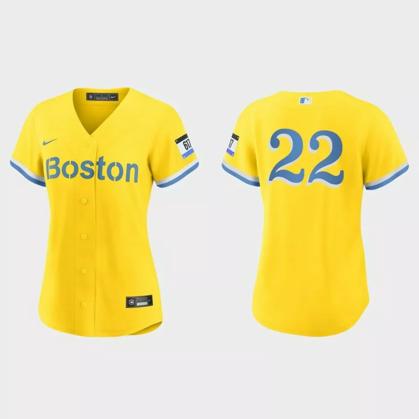 Women Boston Red Sox Tommy Pham Gold Light Blue City Connect Replica Jersey