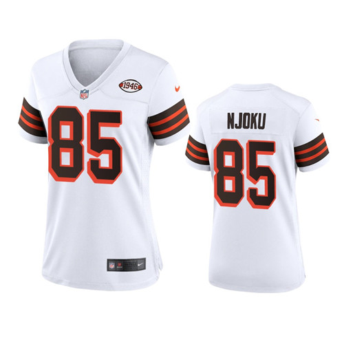 Women Browns #85 David Njoku Nike 1946 Collection Alternate Game Limited NFL Jersey - White