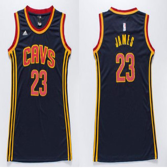 Women Cavaliers #23 LeBron James Navy Blue Dress Stitched NBA Jersey