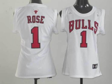 Women Chicago Bulls 1 rose White Revolution 30 Swingman Jerseys