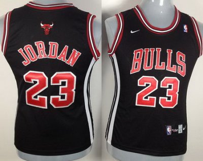 Women Chicago Bulls 23# Michael Jordan Black NBA Jerseys