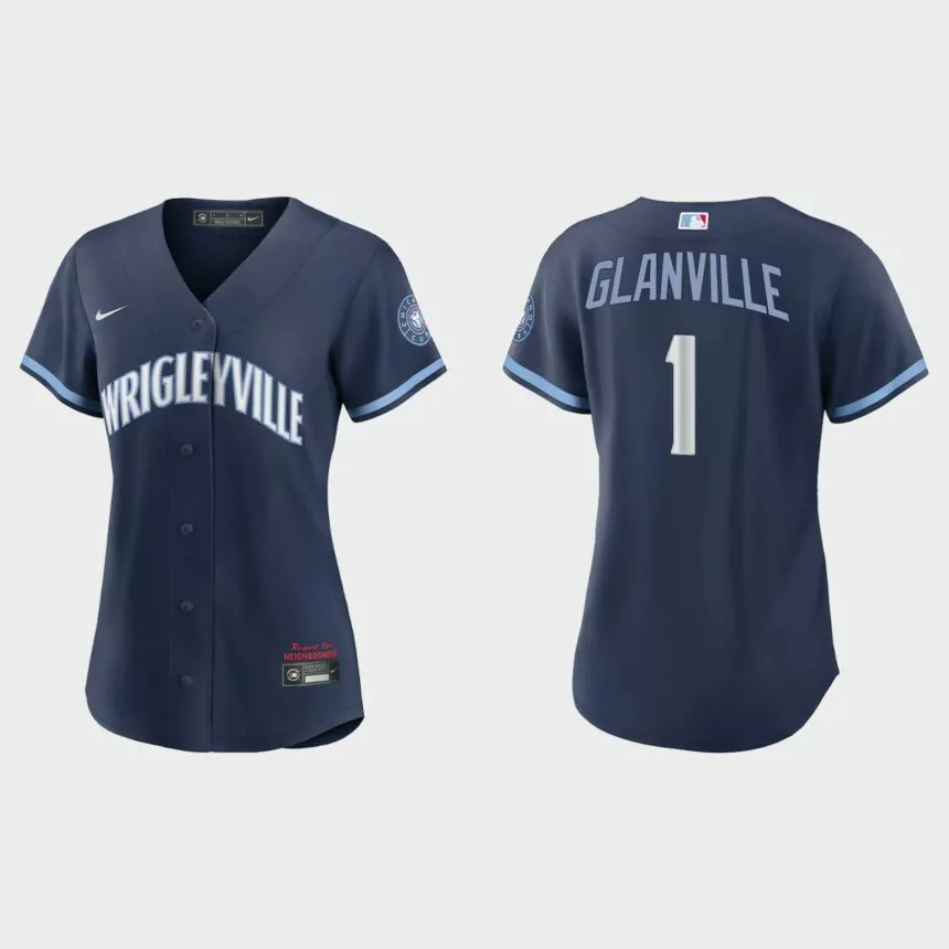Women Chicago Cubs Doug Glanville Navy 2021 City Connect Replica Jersey