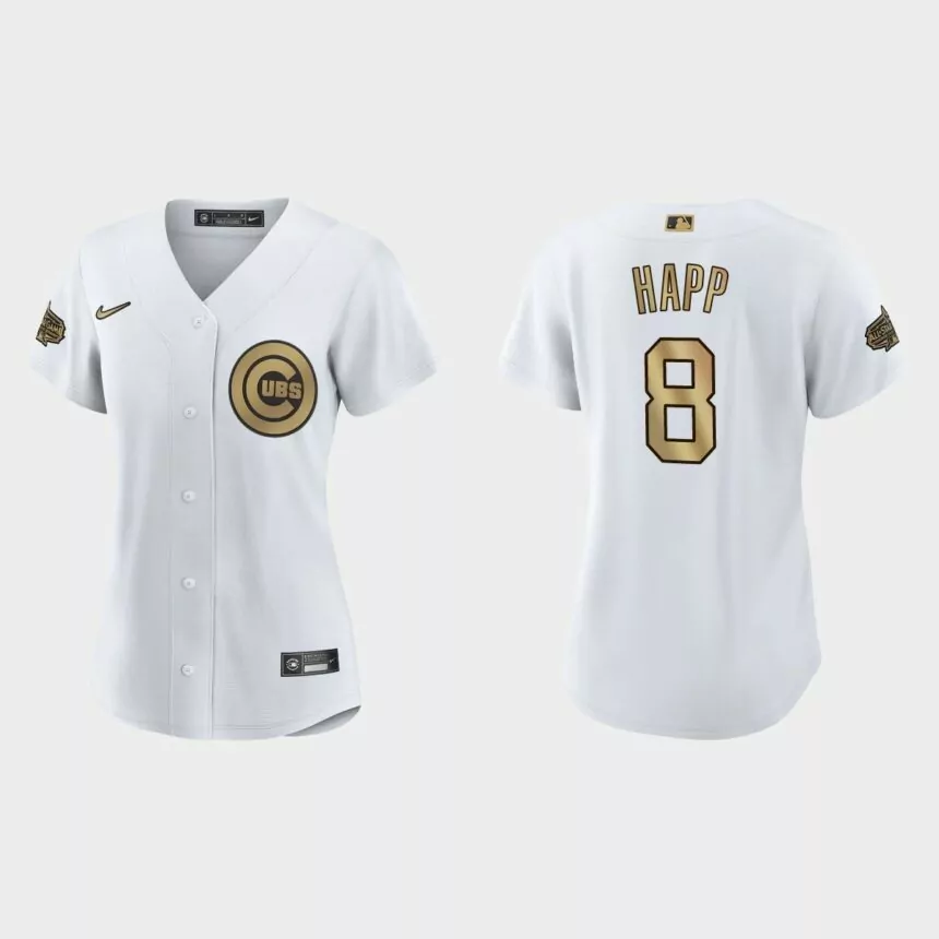 Women Chicago Cubs Ian Happ White 2022 MLB All-Star Game Replica Jersey