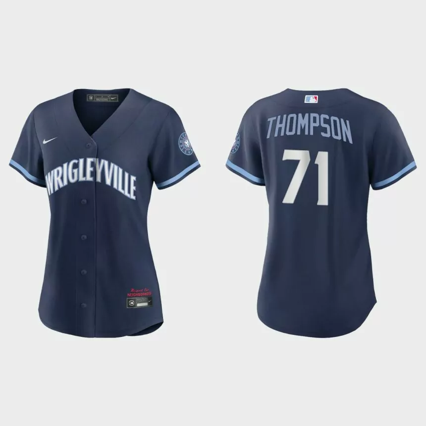 Women Chicago Cubs Keegan Thompson Navy 2021 City Connect Replica Jersey