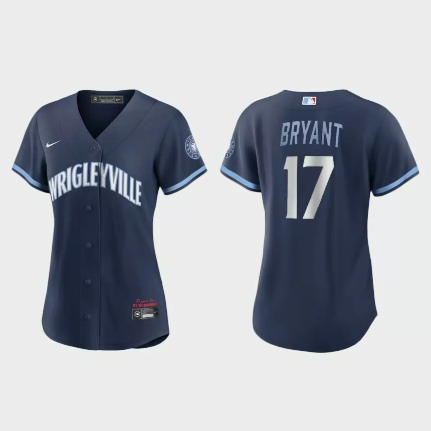 Women Chicago Cubs Kris Bryant Navy 2021 City Connect Replica Jersey