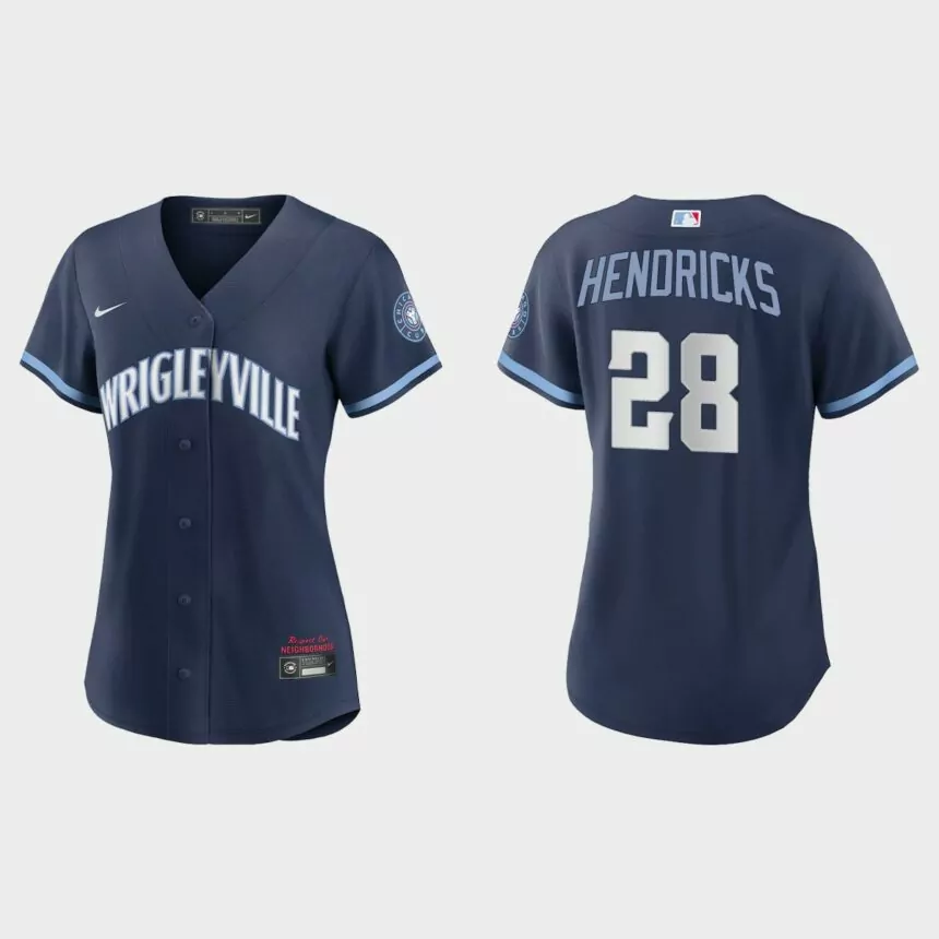Women Chicago Cubs Kyle Hendricks Navy 2021 City Connect Replica Jersey