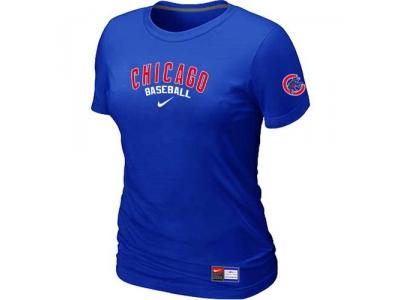 Women Chicago Cubs NEW Blue Short Sleeve Practice T-Shirt