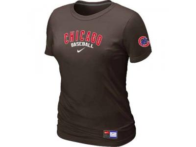Women Chicago Cubs NEW Brown Short Sleeve Practice T-Shirt