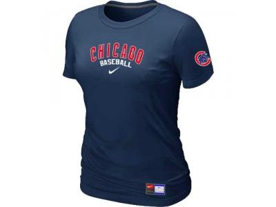 Women Chicago Cubs NEW D.Blue Short Sleeve Practice T-Shirt