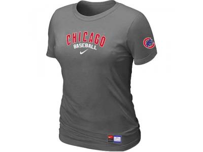 Women Chicago Cubs NEW D.Grey Short Sleeve Practice T-Shirt