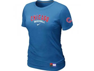 Women Chicago Cubs NEW L.blue Short Sleeve Practice T-Shirt