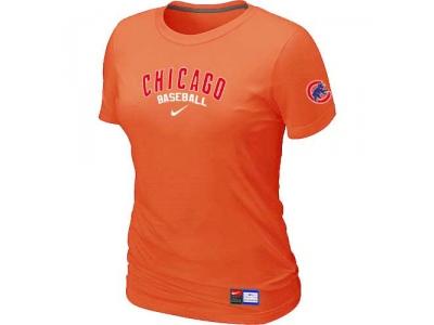 Women Chicago Cubs NEW Orange Short Sleeve Practice T-Shirt