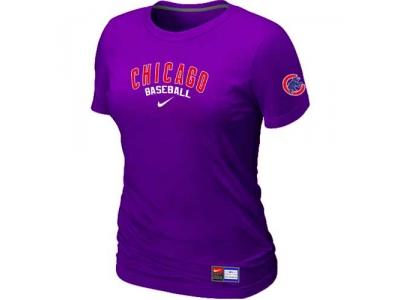 Women Chicago Cubs NEW Purple Short Sleeve Practice T-Shirt