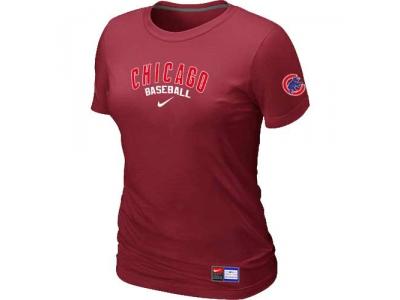 Women Chicago Cubs NEW Red Short Sleeve Practice T-Shirt