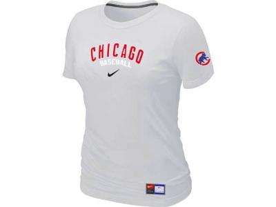 Women Chicago Cubs NEW White Short Sleeve Practice T-Shirt