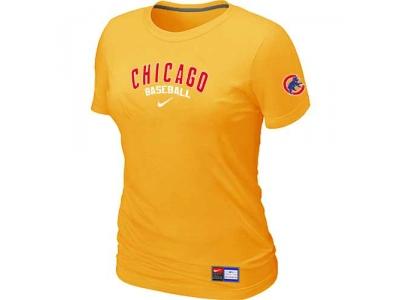 Women Chicago Cubs NEW Yellow Short Sleeve Practice T-Shirt