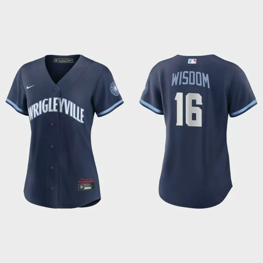 Women Chicago Cubs Patrick Wisdom Navy 2021 City Connect Replica Jersey