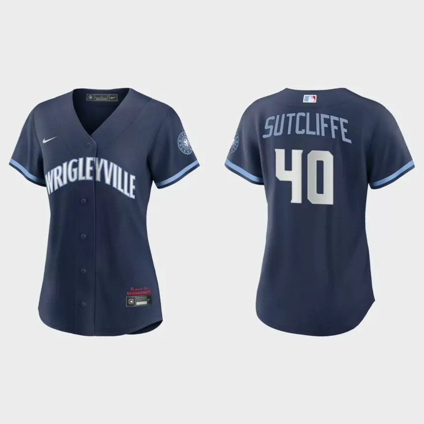 Women Chicago Cubs Rick Sutcliffe Navy 2021 City Connect Replica Jersey