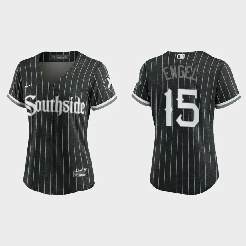 Women Chicago White Sox Adam Engel Black 2021 City Connect Replica Jersey