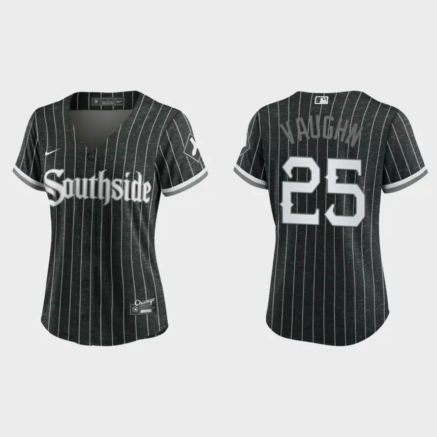 Women Chicago White Sox Andrew Vaughn Black 2021 City Connect Replica Jersey