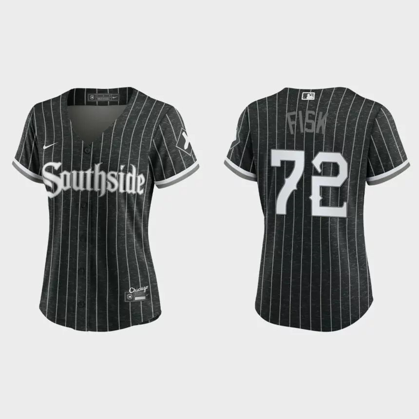 Women Chicago White Sox Carlton Fisk Black 2021 City Connect Replica Jersey