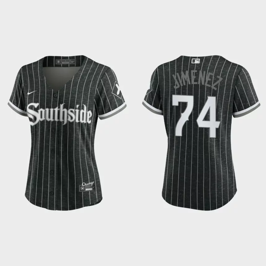 Women Chicago White Sox Eloy Jimenez Black 2021 City Connect Replica Jersey
