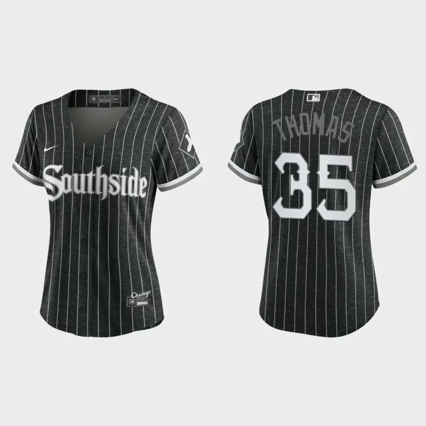 Women Chicago White Sox Frank Thomas Black 2021 City Connect Replica Jersey