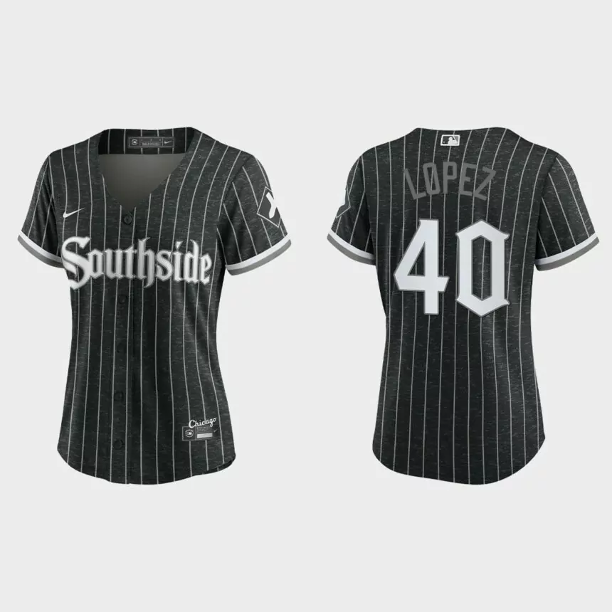 Women Chicago White Sox Reynaldo Lopez Black 2021 City Connect Replica Jersey
