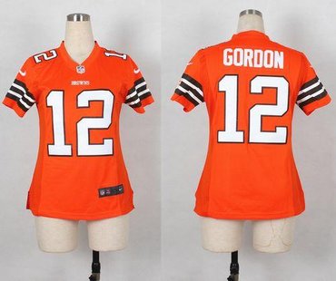 Women Cleveland Browns #12 Josh Gordon Orange Alternate NFL Elite Jersey