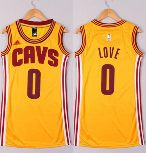 Women Cleveland Cavaliers #0 Kevin Love Gold Dress NBA Jersey