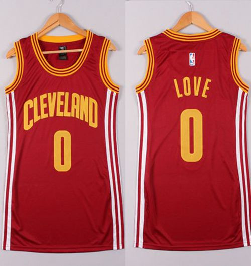Women Cleveland Cavaliers #0 Kevin Love Red Dress NBA Jersey