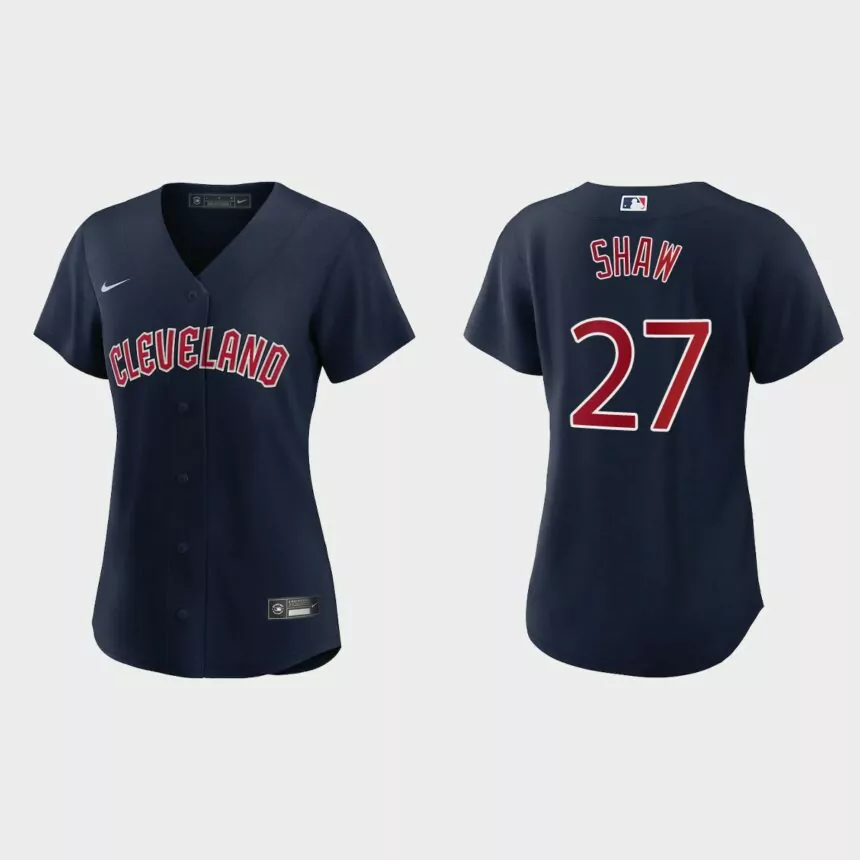 Women Cleveland Guardians Bryan Shaw Navy Replica Jersey
