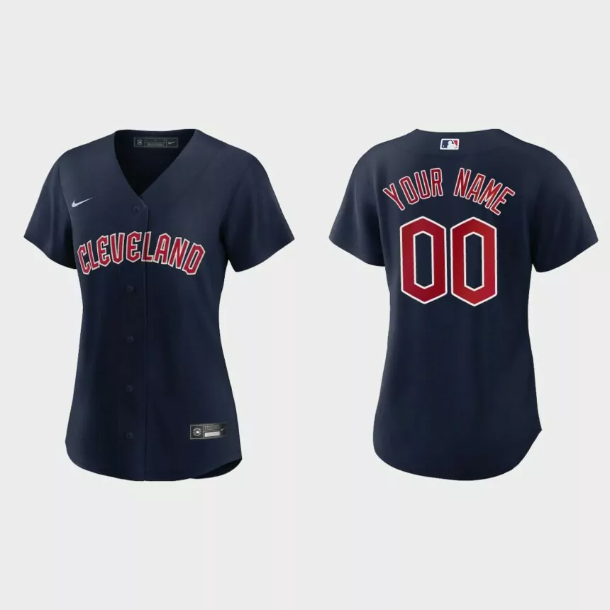 Women Cleveland Guardians Custom Navy Replica Jersey