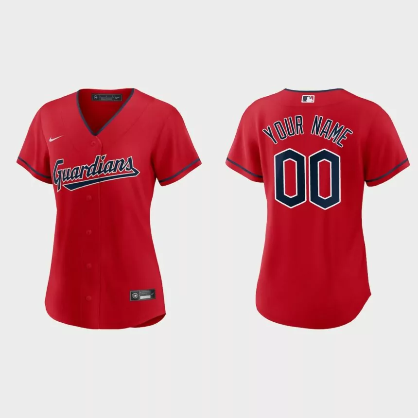 Women Cleveland Guardians Custom Red Replica Jersey