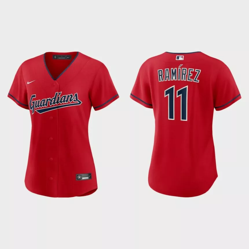 Women Cleveland Guardians Jose Ramirez Red Replica Alternate Jersey