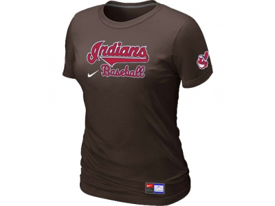Women Cleveland Indians Brown NEW Short Sleeve Practice T-Shirt