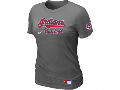 Women Cleveland Indians D.Grey NEW Short Sleeve Practice T-Shirt