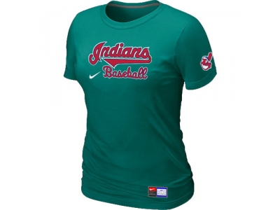 Women Cleveland Indians L.Green NEW Short Sleeve Practice T-Shirt