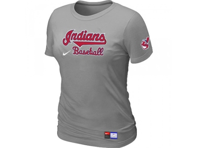 Women Cleveland Indians L.Grey NEW Short Sleeve Practice T-Shirt