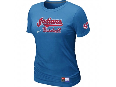 Women Cleveland Indians L.blue NEW Short Sleeve Practice T-Shirt