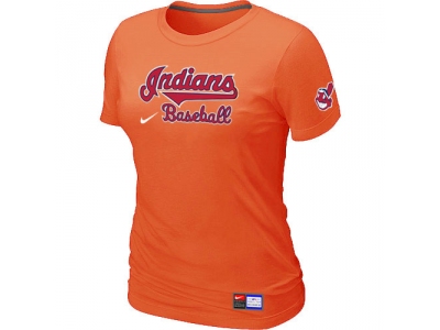 Women Cleveland Indians Orange NEW Short Sleeve Practice T-Shirt