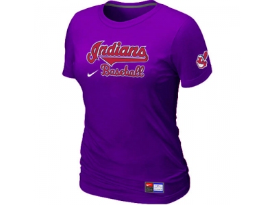 Women Cleveland Indians Purple NEW Short Sleeve Practice T-Shirt