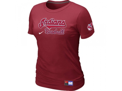 Women Cleveland Indians Red NEW Short Sleeve Practice T-Shirt