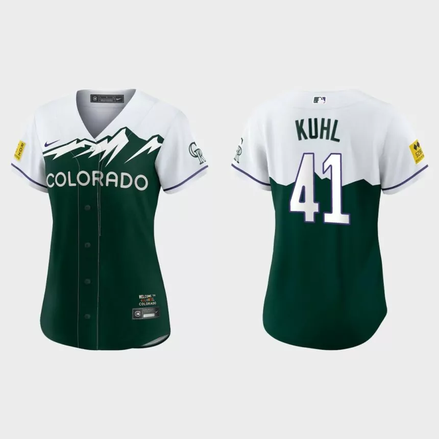Women Colorado Rockies Chad Kuhl Green 2022 City Connect Replica Jersey