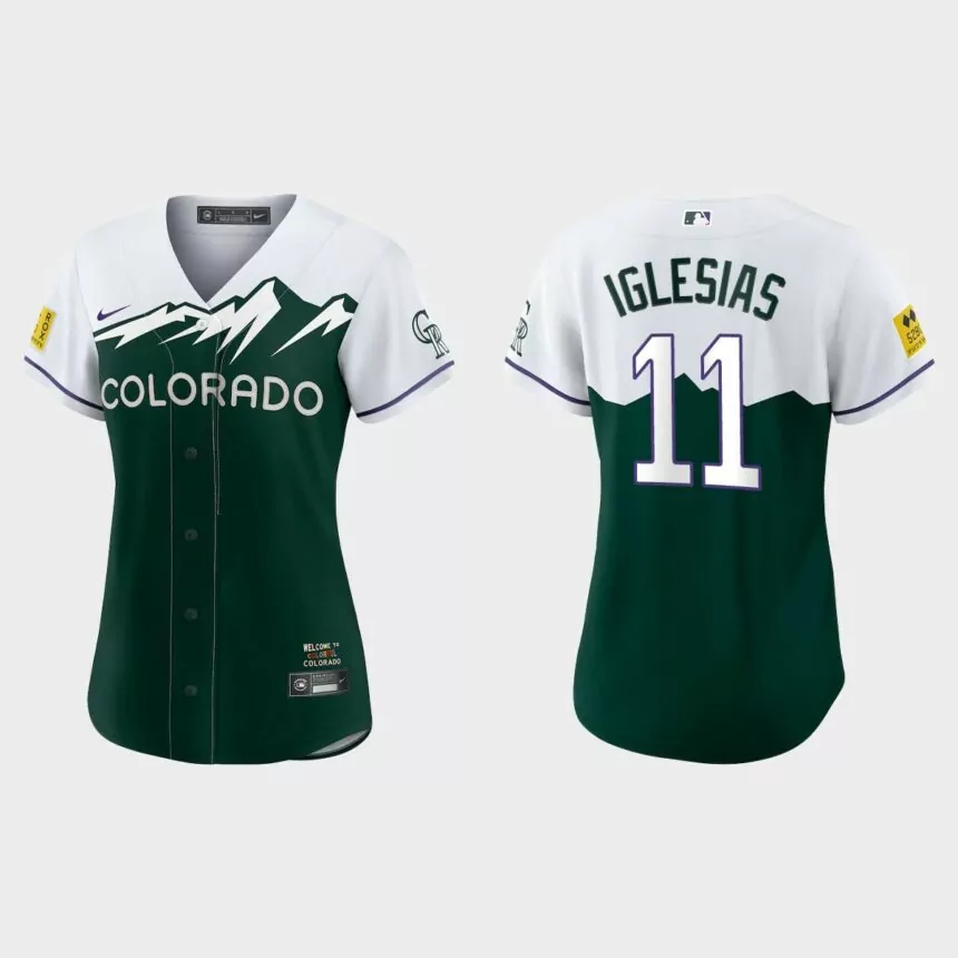 Women Colorado Rockies Jose Iglesias Green 2022 City Connect Replica Jersey